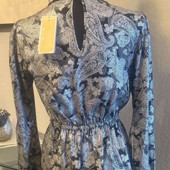 MICHAEL Michael Kors Silver and Black Paisley Print Dress - Picture 8 of 8